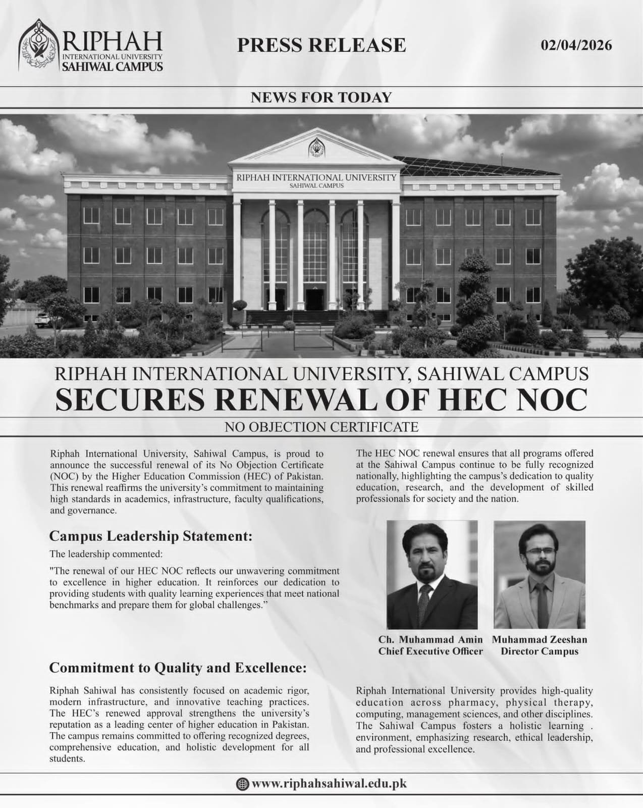 Renewal of HEC NOC